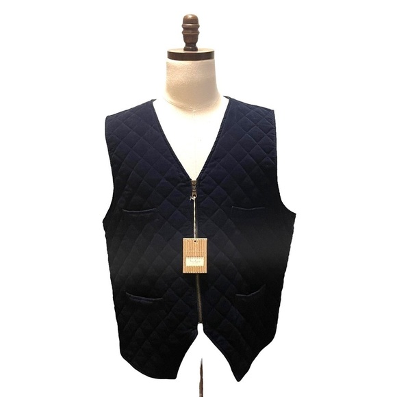 TURNBURY Quilted Corduroy Puff Vest Navy Blue XL Full Zip NWT Designer - Picture 1 of 10